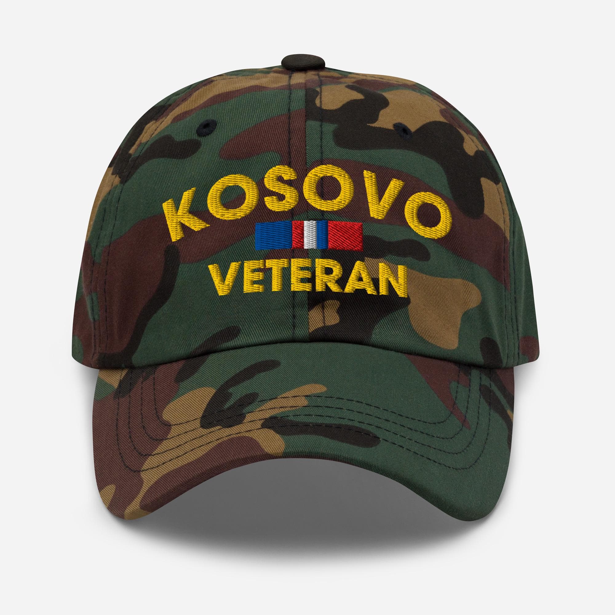 Kosova Veteran Dad Hat – Embroidered Baseball Cap, Military Veteran Gift, Adjustable Cotton Cap for Men