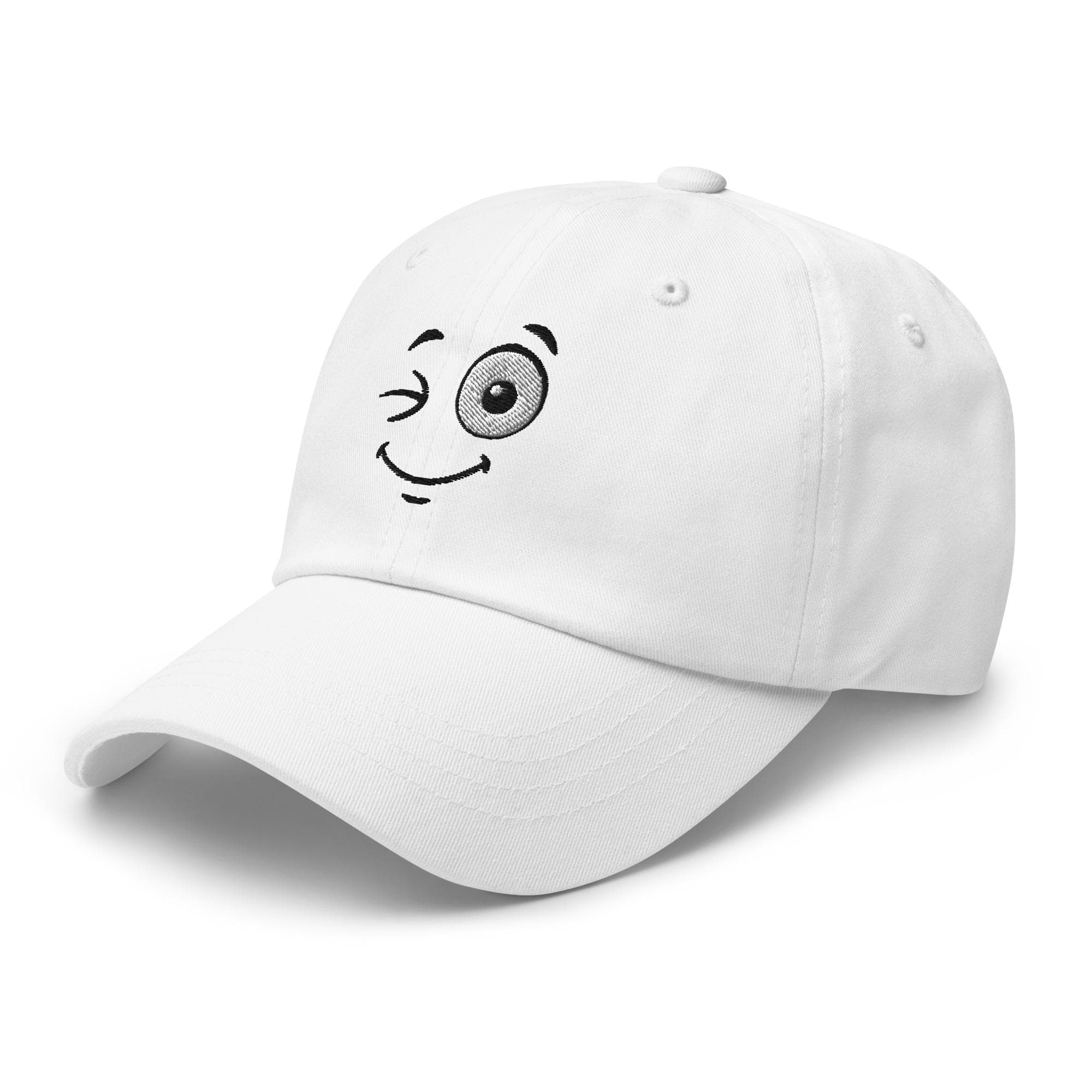 Cartoon Winking Face Hat – Cute Embroidered Cap for Teens & Adults, Fun Cartoon Expression Baseball Cap