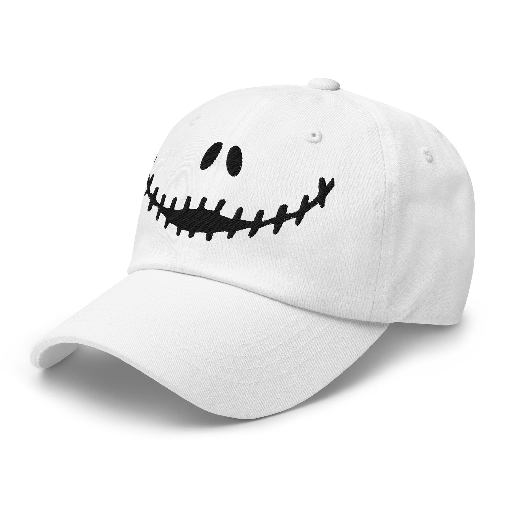 Jack Skellington Smile Baseball Cap | Halloween Dad Hat | Embroidered Jack Face Cap | Gothic Skull Hat | Spooky Gift for Halloween Fans