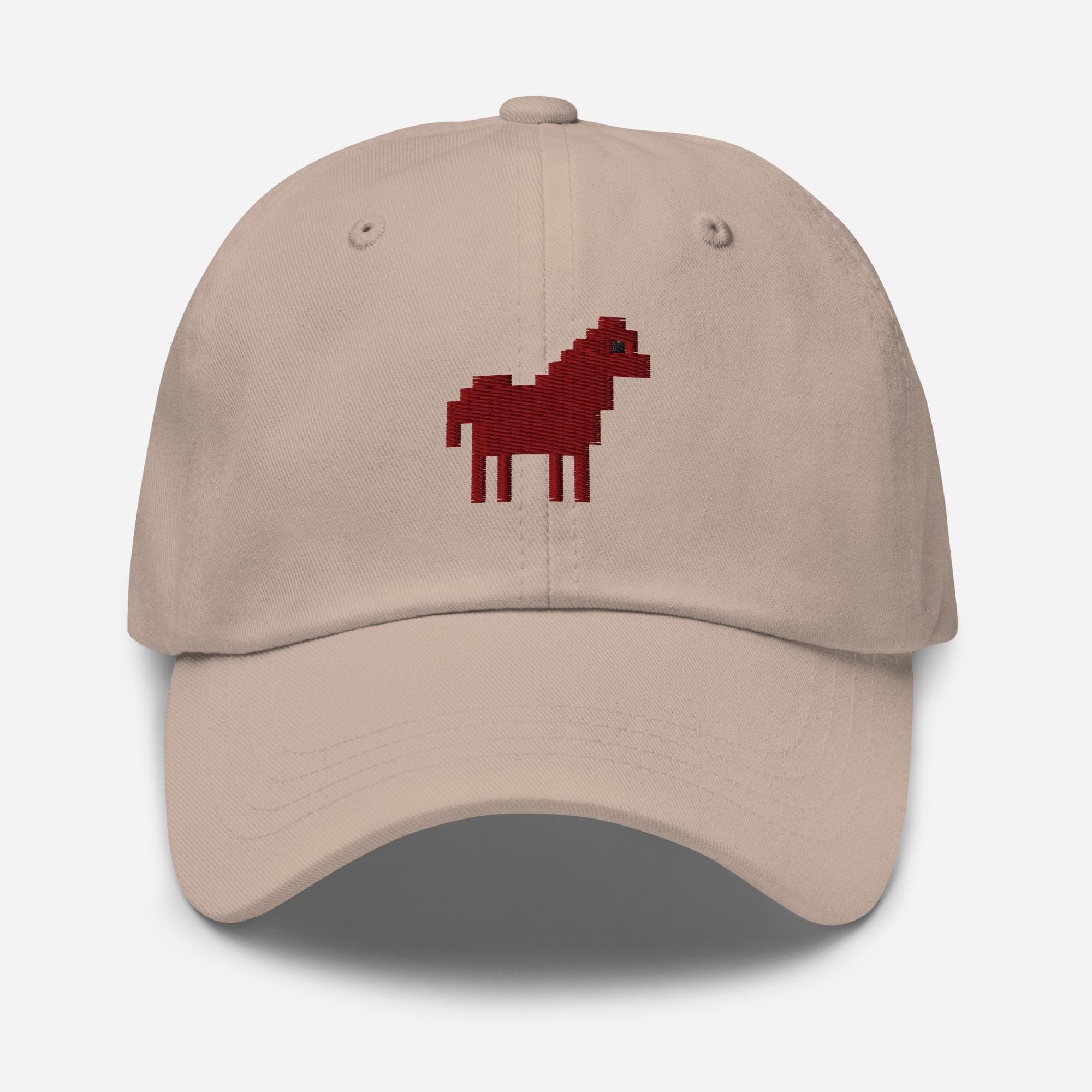 Pixelated Horse Embroidered Dad Cap – Retro Gamer Baseball Hat, Pixel Art Horse Cap, Gamer Gift, Animal Lover Aesthetic Hat