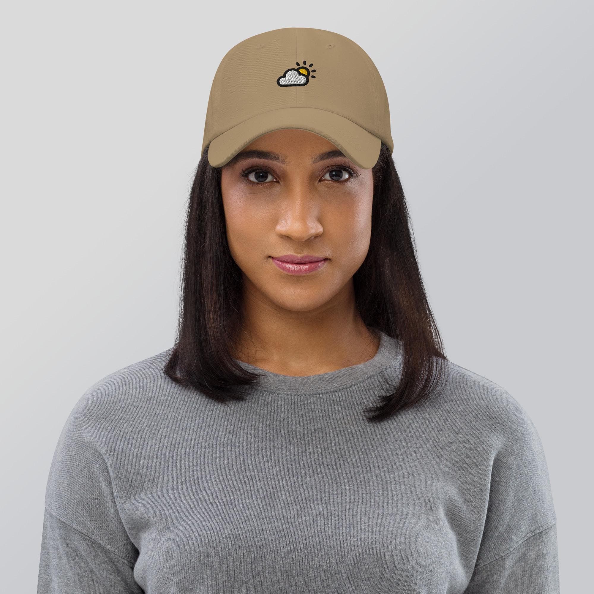 Embroidered Weather Cloud Sun Cap – Dad Hat, Cloud Icon Hat, Sun and Cloud Embroidery Gift for Nature Lovers