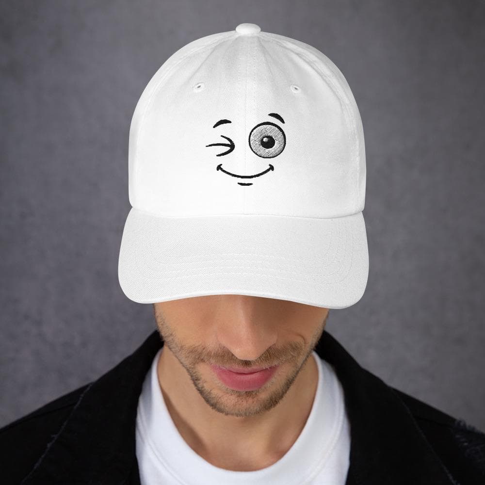 Cartoon Winking Face Hat – Cute Embroidered Cap for Teens & Adults, Fun Cartoon Expression Baseball Cap