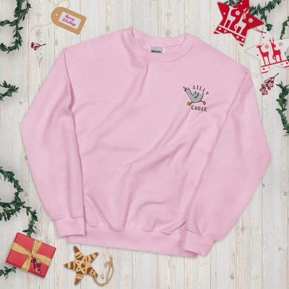 Silly Goose Embroidered Sweatshirt | Funny Goose Gift for Friends | Cute Animal Crewneck | Cozy Unisex Goose Jumper | Unique Gift Idea