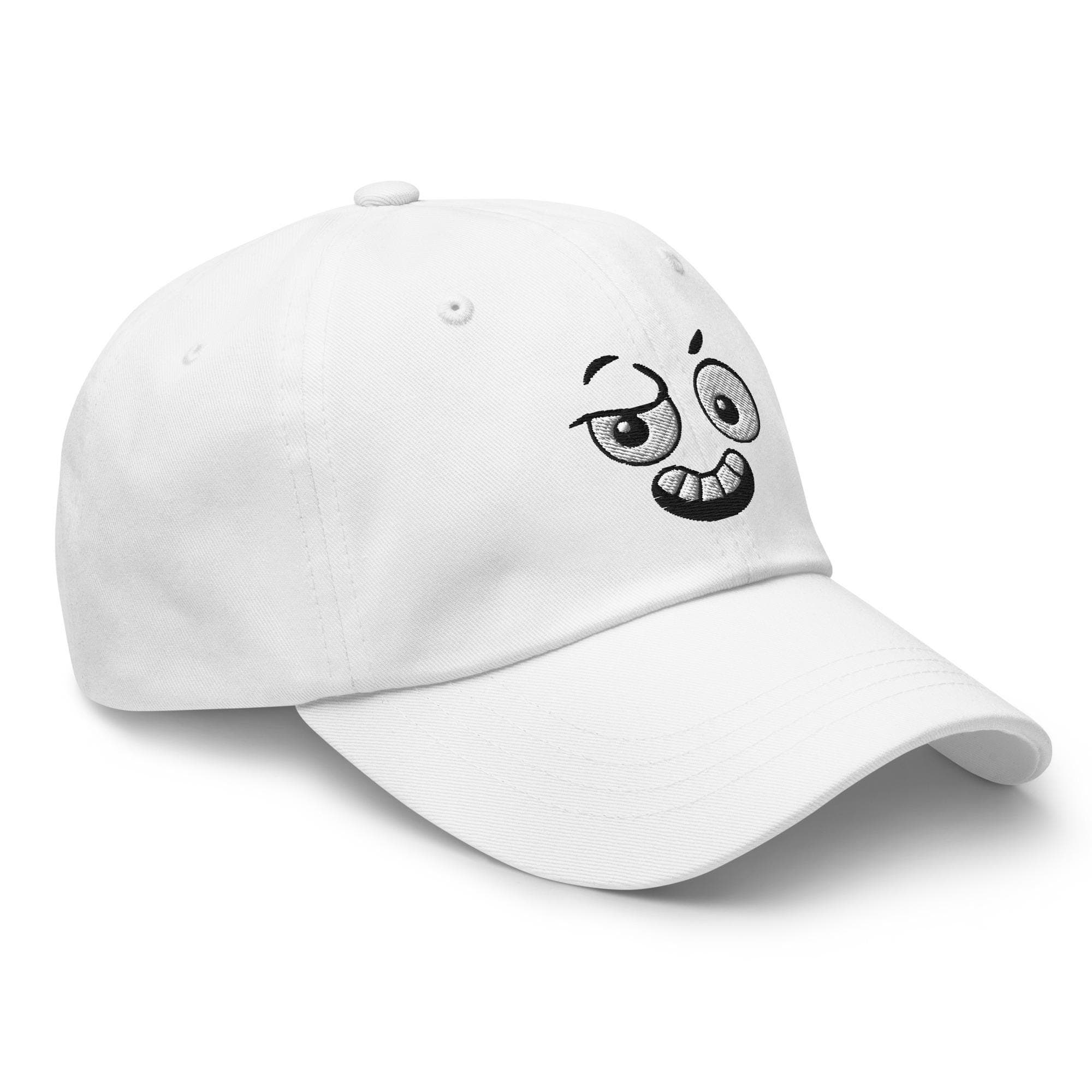 Embroidered Cartoon Face Hat – Shock Outrage Expression Cap, Funny Character Dad Hat, Unique Illustration Baseball Cap