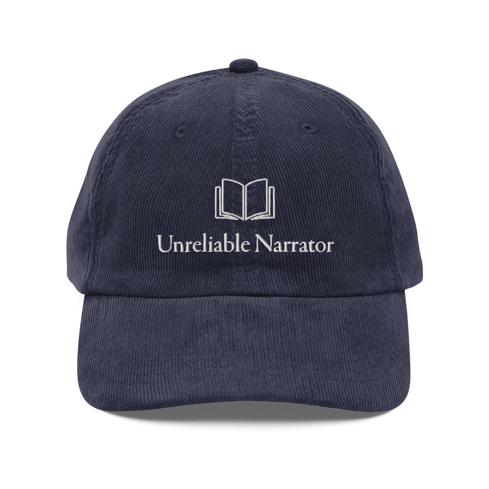 Corduroy Book Hat | Unreliable Narrator Embroidered Cap | Literary Reader Gift | Book Lover Dad Hat