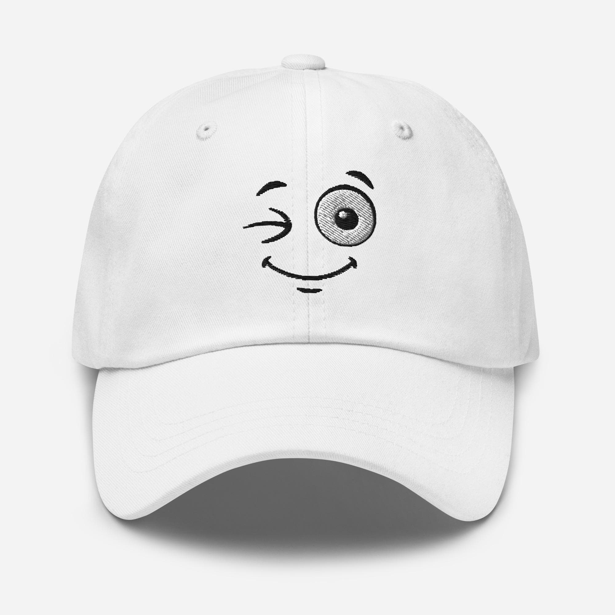 Cartoon Winking Face Hat – Cute Embroidered Cap for Teens & Adults, Fun Cartoon Expression Baseball Cap