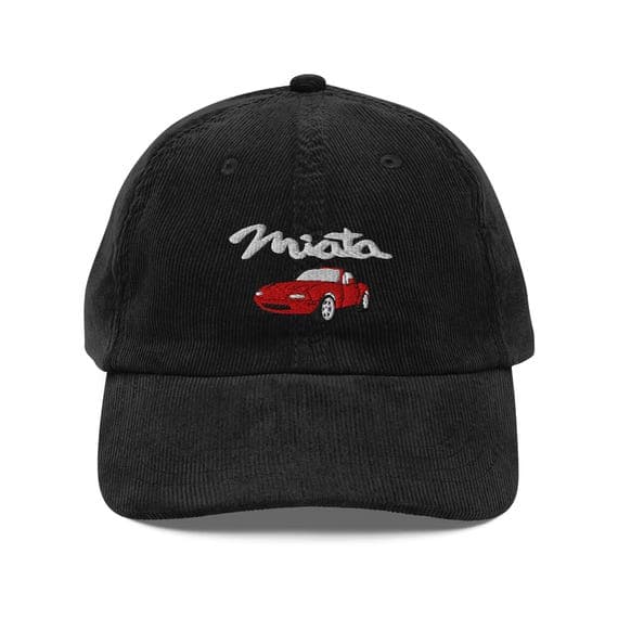 Red Miata Embroidered Corduroy Cap | Mazda MX5 Dad Hat | JDM Car Lover Gift | Vintage Corduroy Baseball Cap | Miata NA ND Inspired Hat