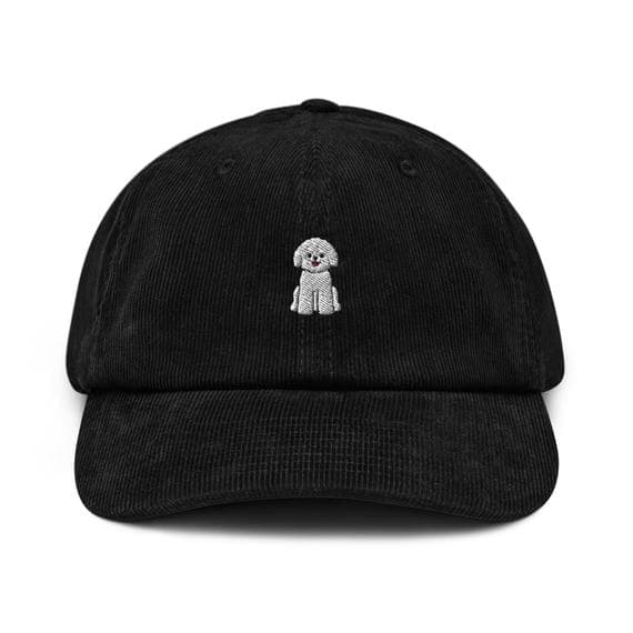 Bichon Frise Embroidered Corduroy Cap | Cute Dog Lover Hat | Bichon Owner Gift | Adjustable Vintage Corduroy Baseball Cap
