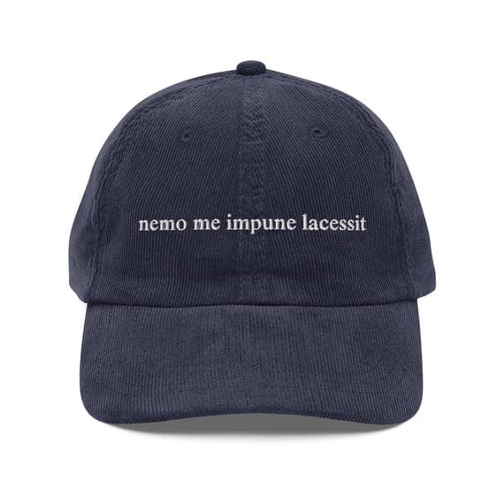 Nemo me impune lacessit Hat | Motto of Scotland and the Order of the Thistle | Premium Vintage Corduroy Cap | Embroidered Hat