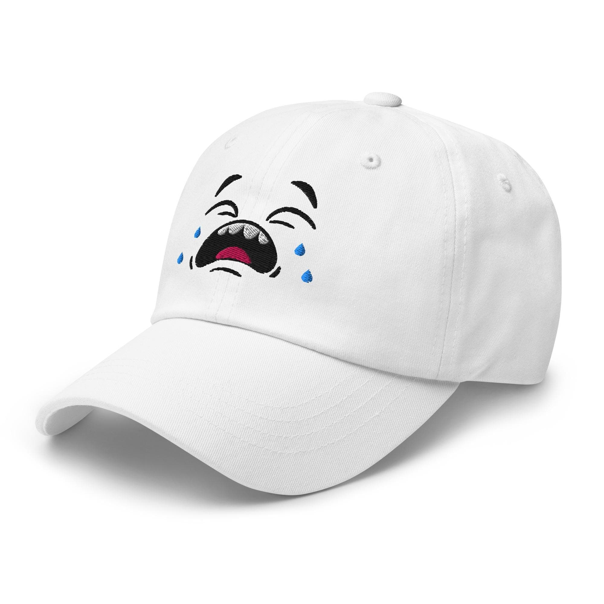 Crying Face Embroidered Hat – Funny Expression Dad Cap, Sad Meme Aesthetic Baseball Cap, Unique Embroidery Gift