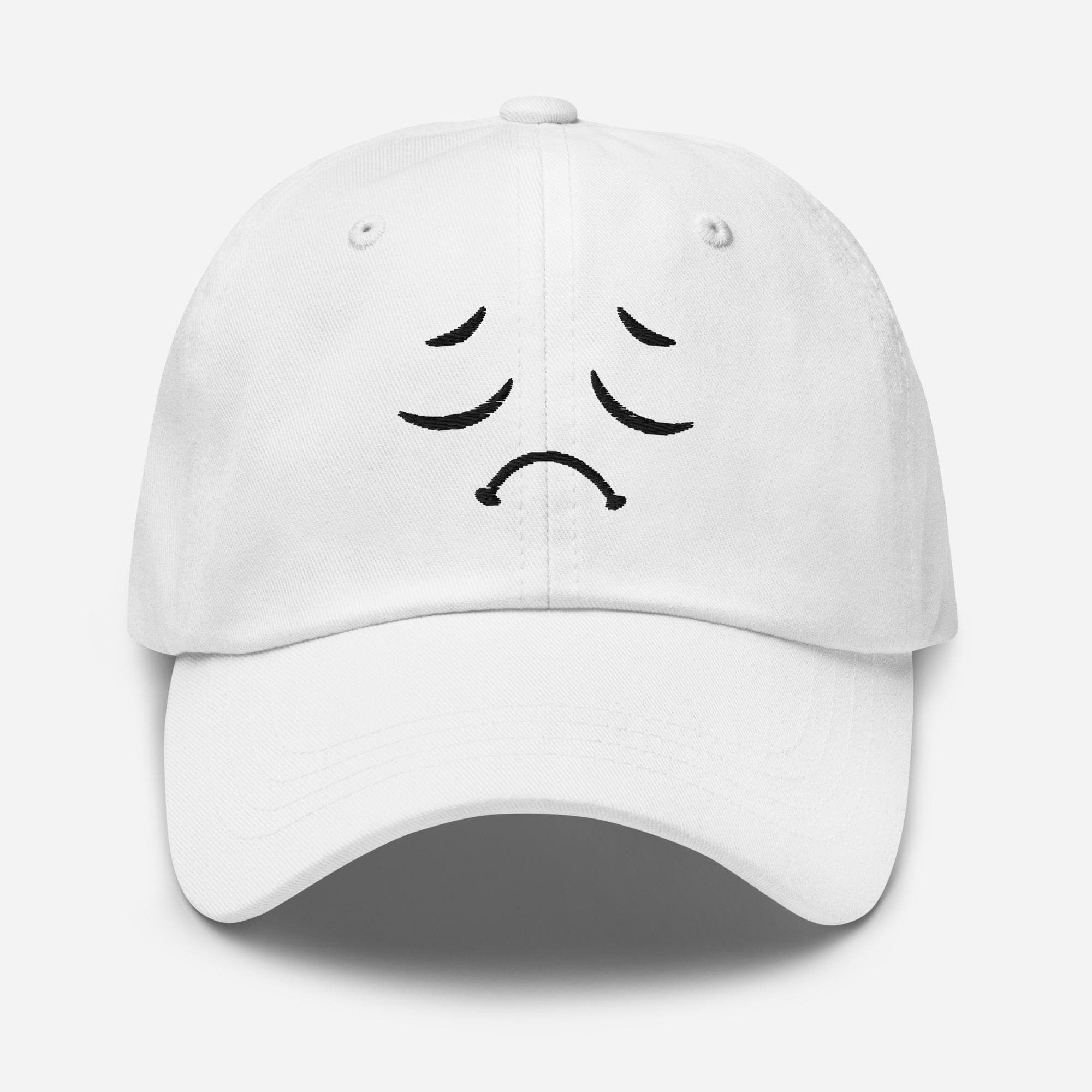 Sad Cartoon Face Embroidered Hat | Cute Kawaii Mood Cap | Unisex Baseball Cap