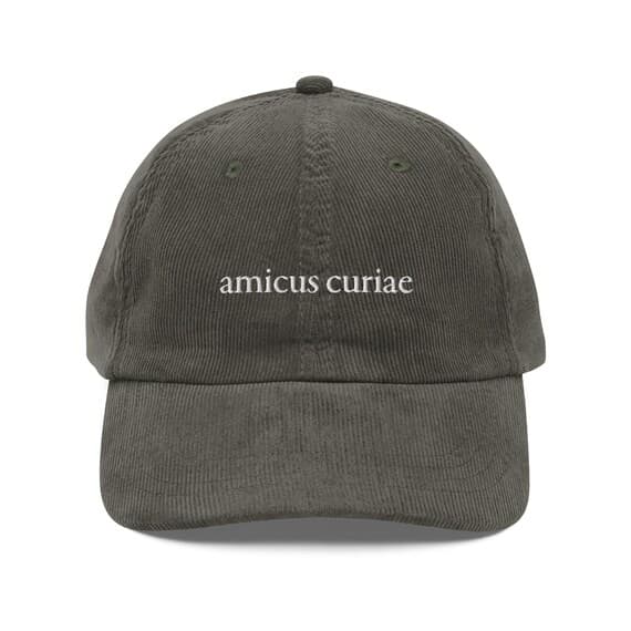 Corduroy Cap Amicus Curiae Hat | Embroidered Latin Legal Phrase Hat | Lawyer Gift | Law Student Graduation Gift