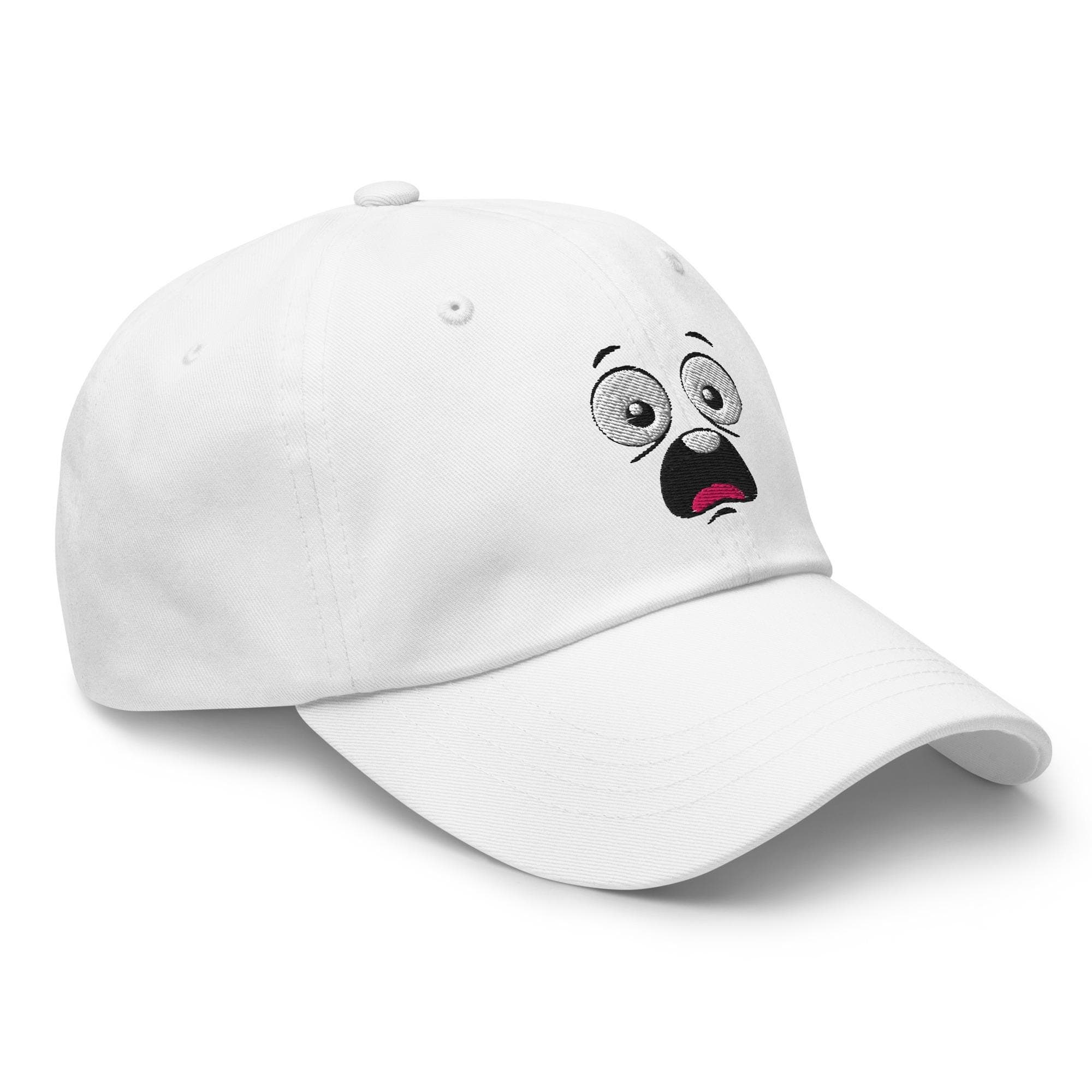 Cartoon Shocked Face Embroidered Hat – Funny Expression Cap, Unique Cartoon Dad Hat, Cute Embroidery Gift