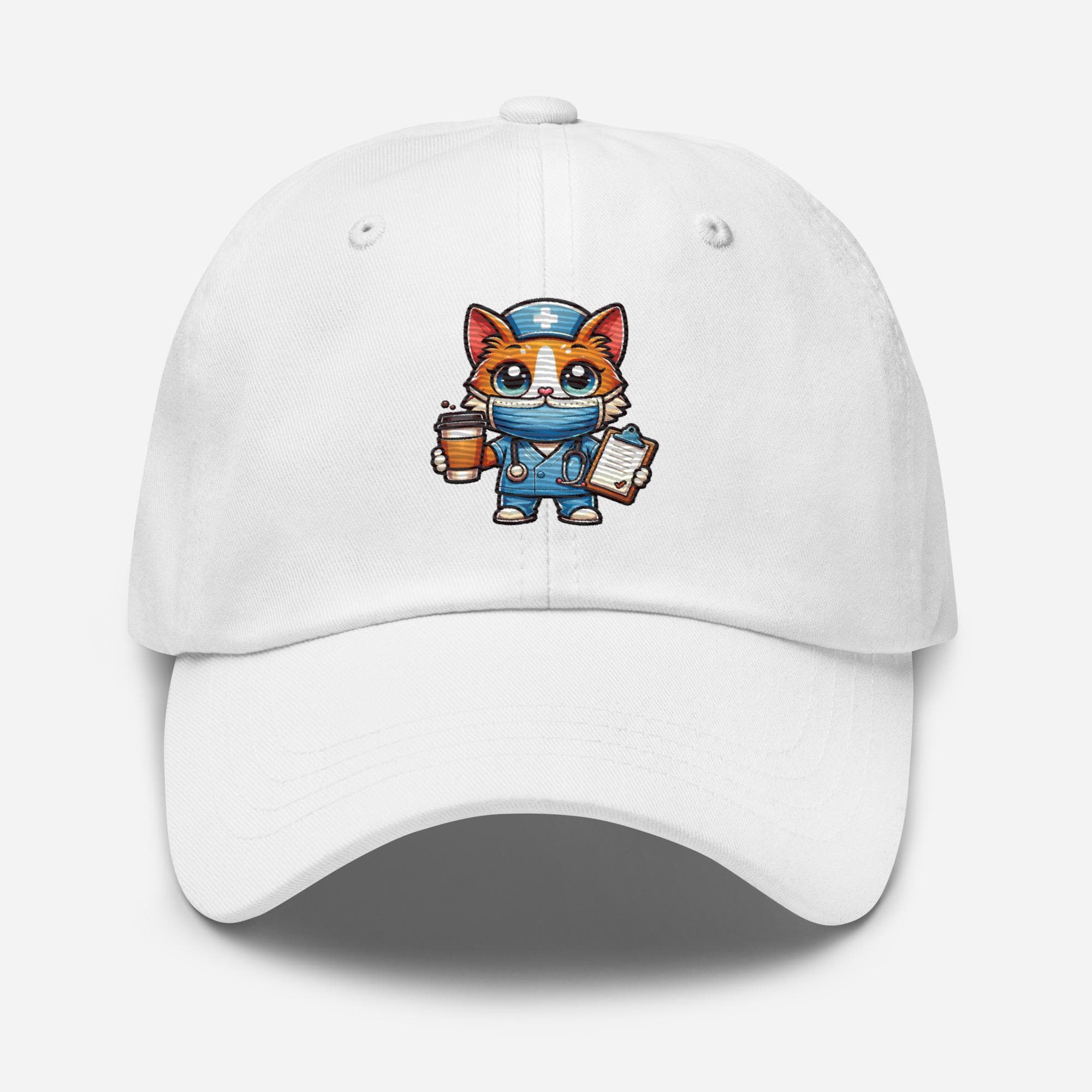 Cute Cat Nurse Baseball Dad Cap | Cute Cat Lover Gift | Nurse Appreciation Hat | Embroidered Cat Cap