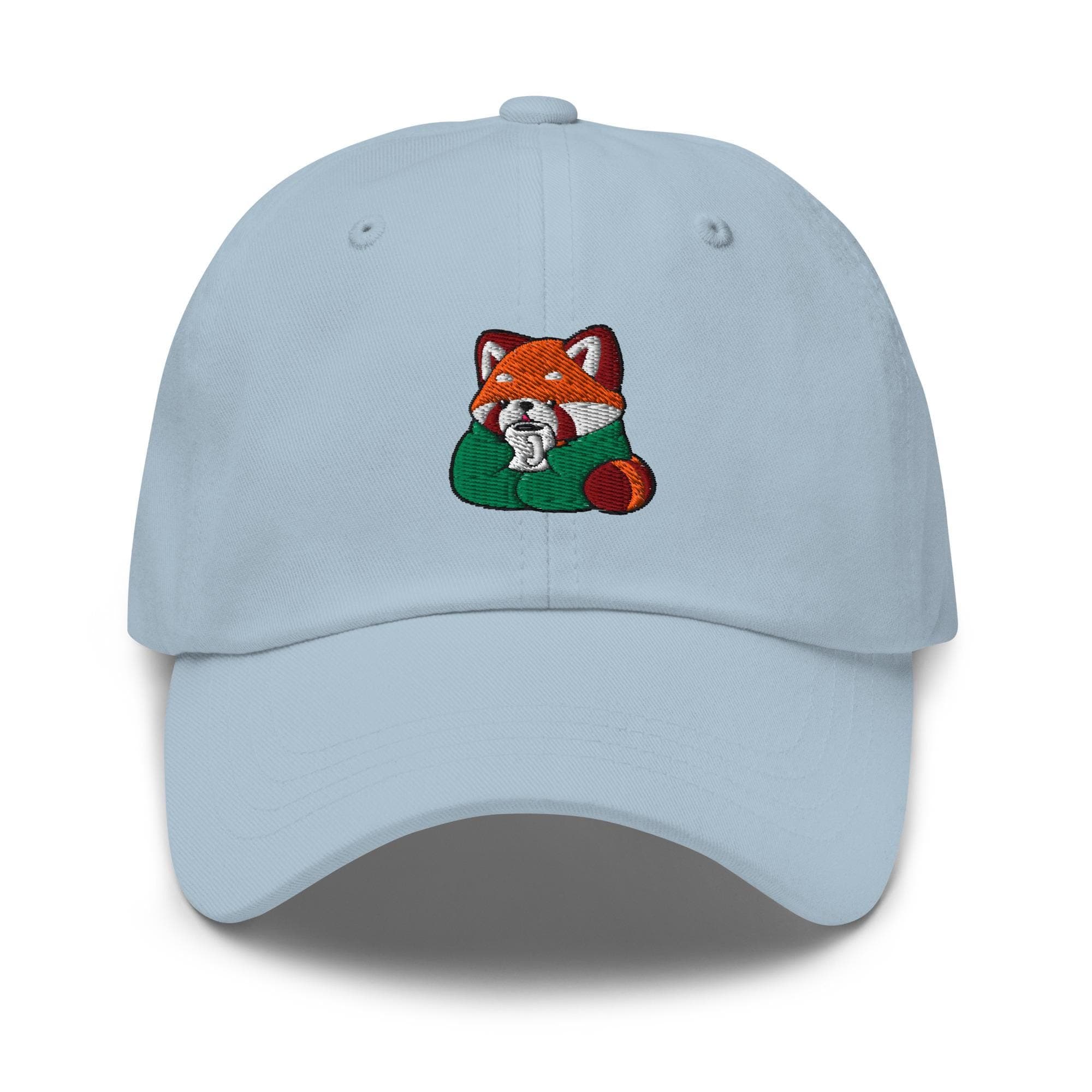 Cute Red Panda Drinking Coffee Embroidered Dad Hat, Gift For Panda Lovers Baseball Cap, Dad Cap Gifts, Gift for Dad Gift for Mom Hat Panda