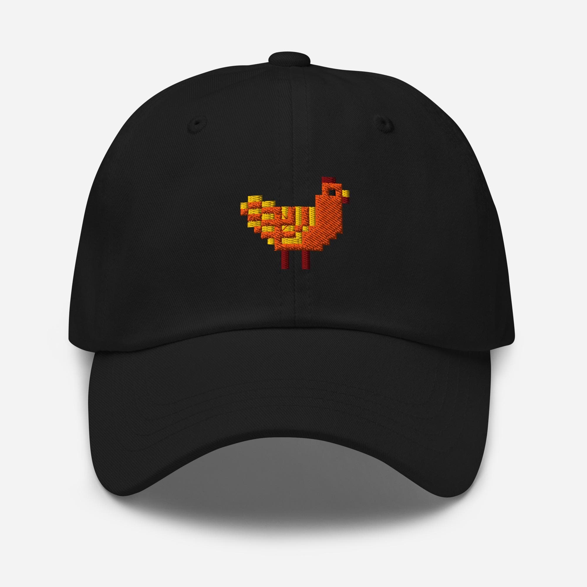 Pixelated Chicken Dad Hat – Embroidered Baseball Cap, Funny Gamer Chicken Pixel Art Hat, Retro Farm Animal Gift