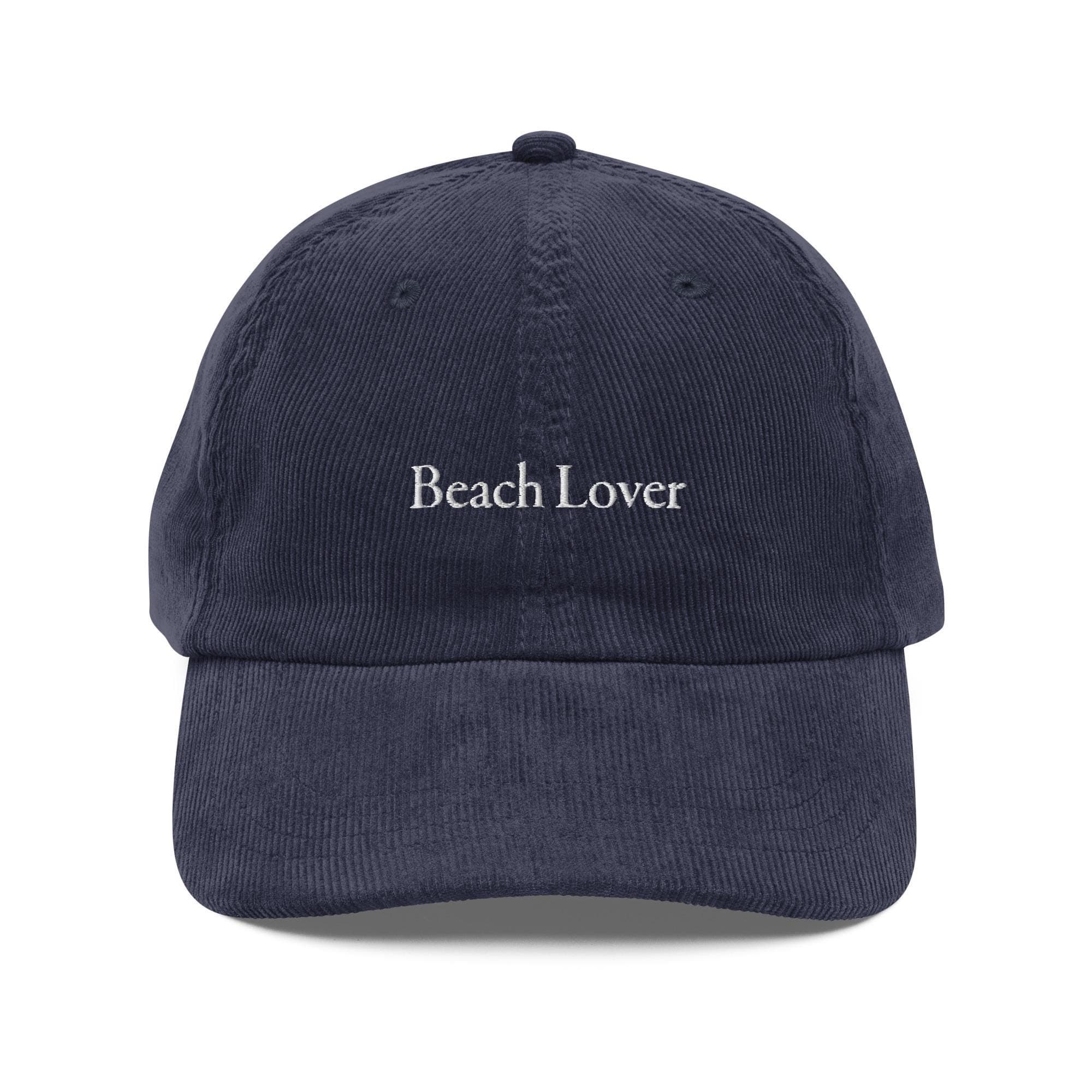 Beach Lover Corduroy Cap, Embroidered Hat, Summer Vacation Baseball Cap, Coastal Style Dad Hat, Ocean Lover Gift