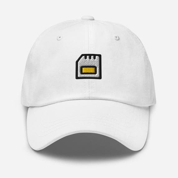 SIM Card Cap – Tech Lover Embroidered Hat – Geek Gift – Mobile Phone Accessories – Fun Cartoon Dad Hat