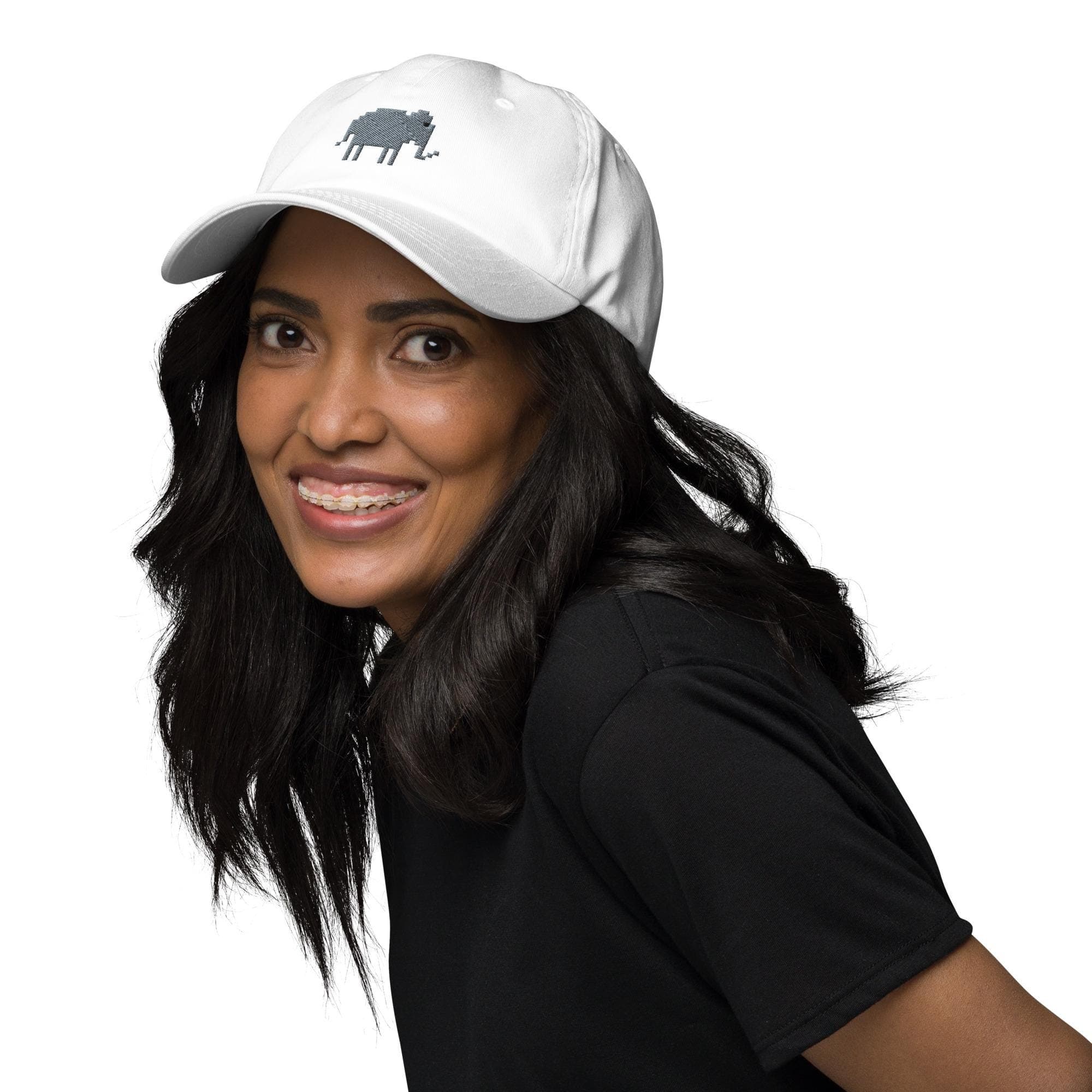 Pixelated Elephant Dad Cap | Unisex Baseball Hat | Retro Animal Embroidery | Gift for Elephant Lovers