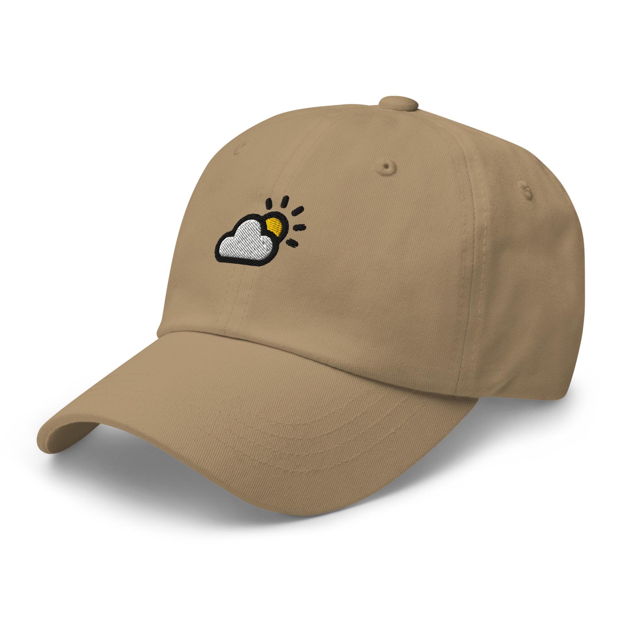 Embroidered Weather Cloud Sun Cap – Dad Hat, Cloud Icon Hat, Sun and Cloud Embroidery Gift for Nature Lovers
