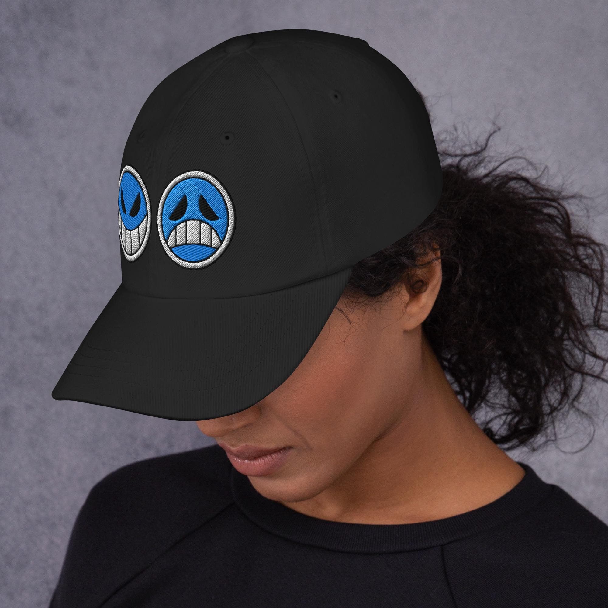 Ace Cap Anime Embroidered Hat Baseball Cap Smiley and Sad