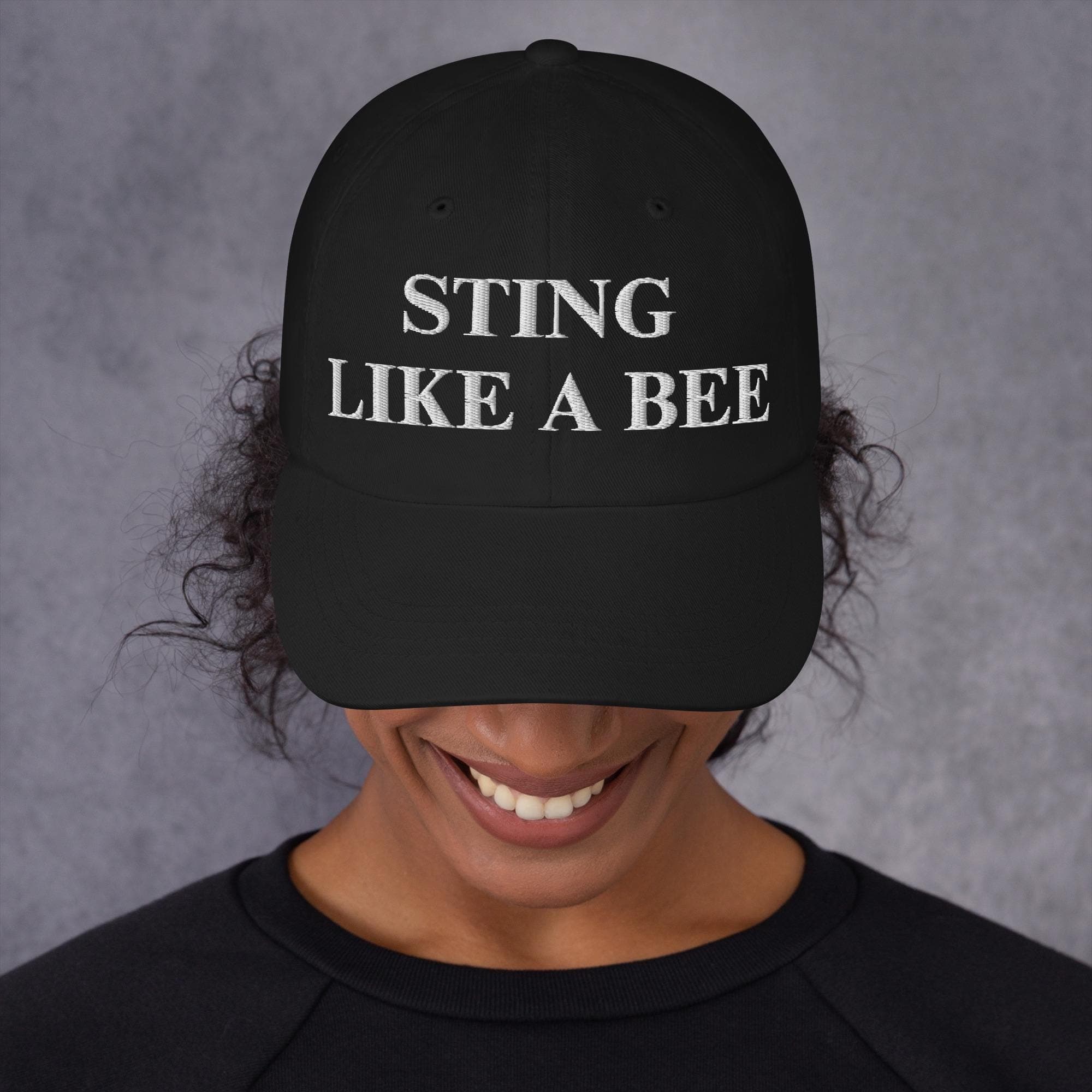 Sting like a bee Hat Embroidered Dad Cap 
muhammad ali quotes
motivational cap
sporty design
monogram cap
inspirational quotes
motivational quotes
boxing dad cap
Muhammad Ali Tribute
Ali Inspired