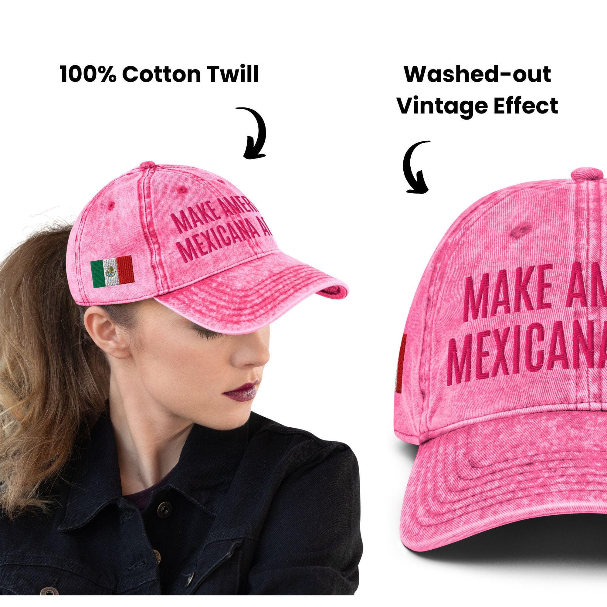Make America Mexicana Again Hat | Vintage Embroidered Cap | pink hat
trump hat
make america
mexicana again
funny political hat
anti-trump hat
mexican pride
latinas cap
latino culture
satire hat
gifts for him
gifts for her
mexican american
Mexican Hat