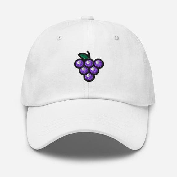 Embroidered Grapes Cap | Wine Lover Hat | Fruit Themed Cap | Vineyard Gift