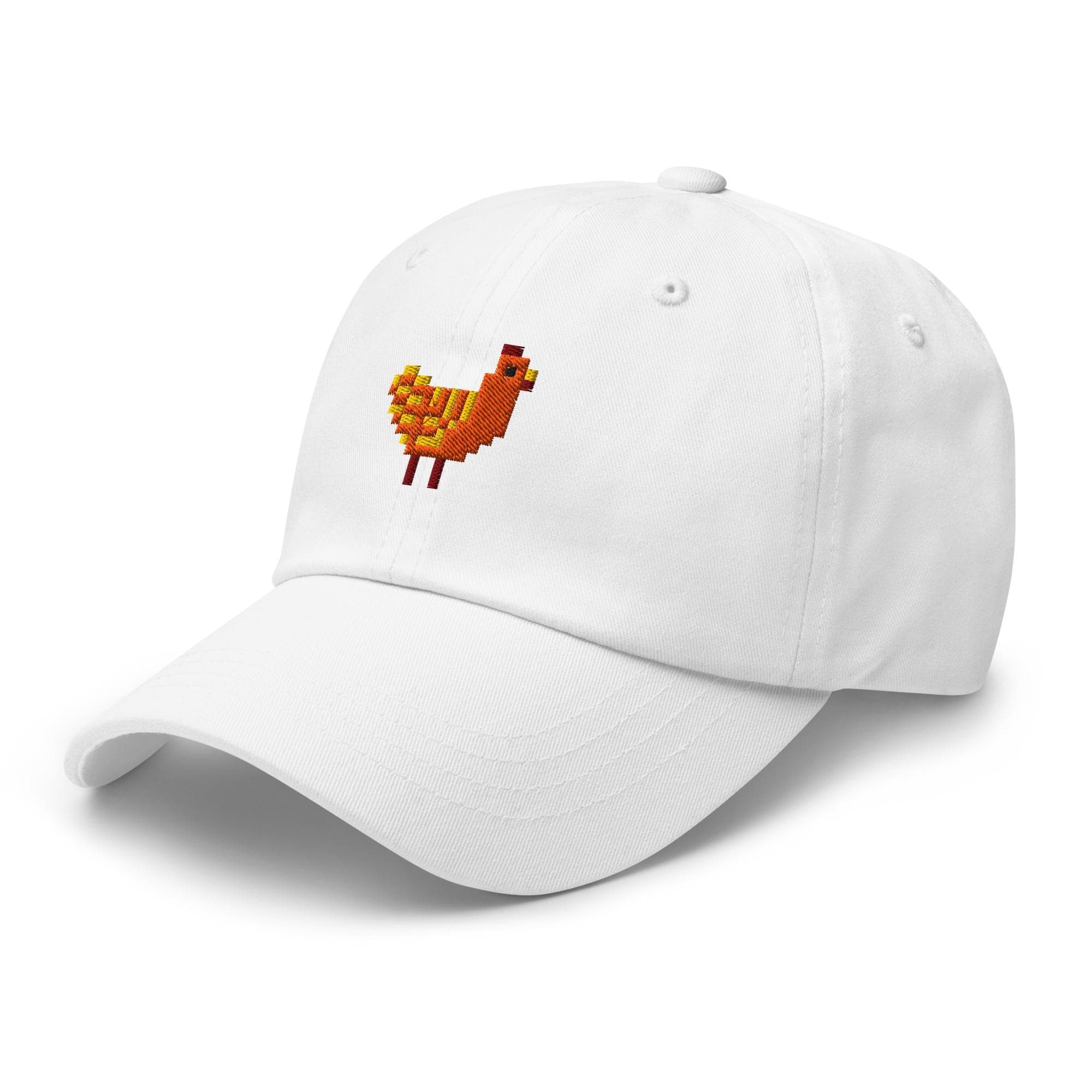 Pixelated Chicken Dad Hat – Embroidered Baseball Cap, Funny Gamer Chicken Pixel Art Hat, Retro Farm Animal Gift