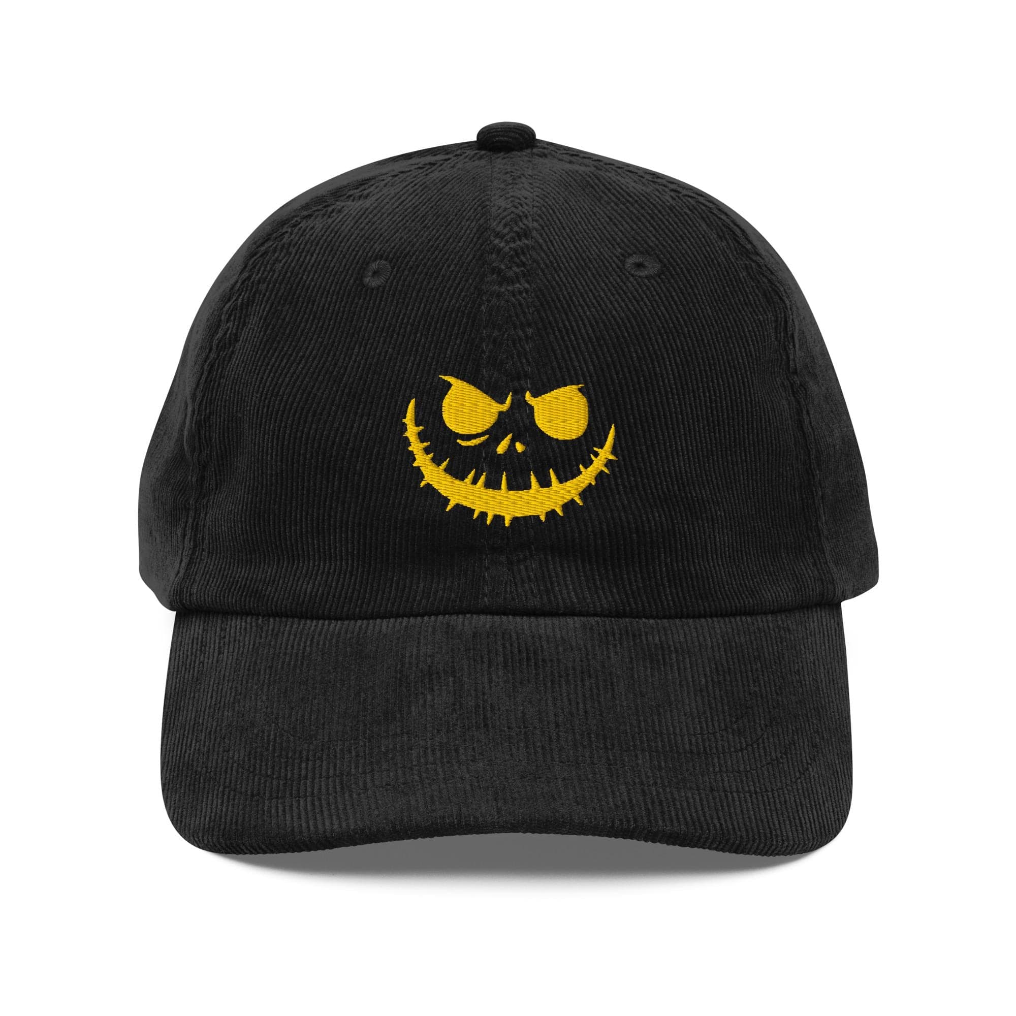 Halloween Smile Jack Corduroy Cap | Embroidered Pumpkin Face Hat | Spooky Cute Corduroy Baseball Cap | Gift for Halloween