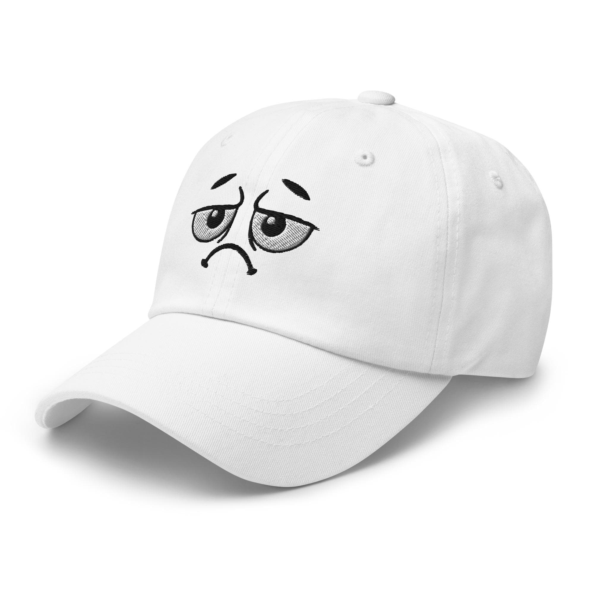 Sad Face Embroidered Hat – Cartoon Expression Cap, Funny Emotional Dad Hat, Unique Embroidery Gift