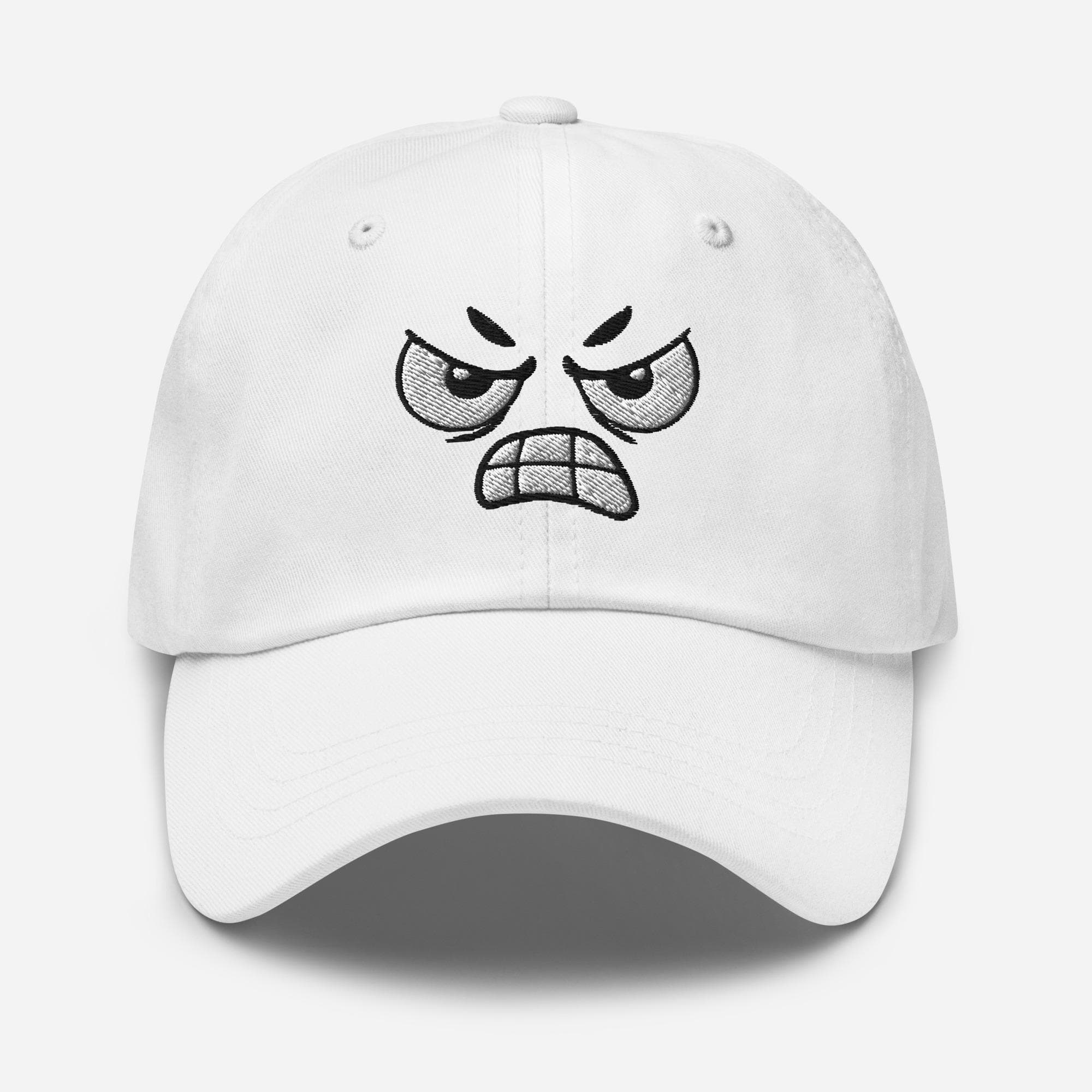 Angry Face Cartoon Embroidered Cap – Funny Expression Hat, Streetwear Dad Hat, Adjustable Baseball Cap Gift