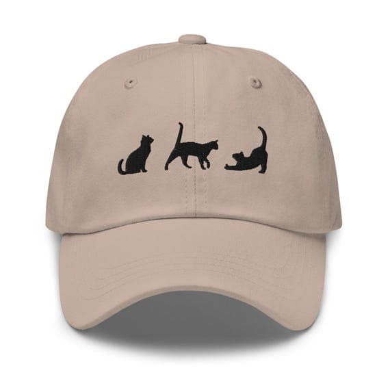Cute Cats Playing Hat Embroidered Hat Unisex Baseball Hat Strapback Cat Lover Gift Cat Mom Cat Dad