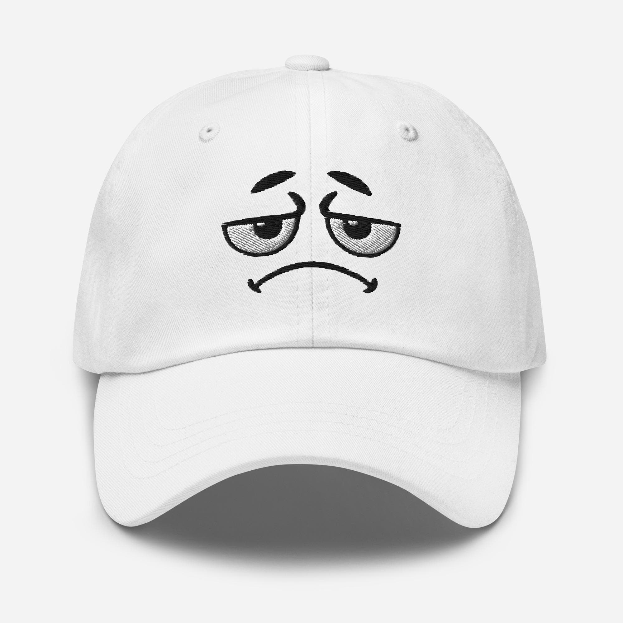 Sad Face Cartoon Embroidered Cap – Aesthetic Expression Hat,  Cute Cartoon Face Baseball Cap for Anime & Art Lovers