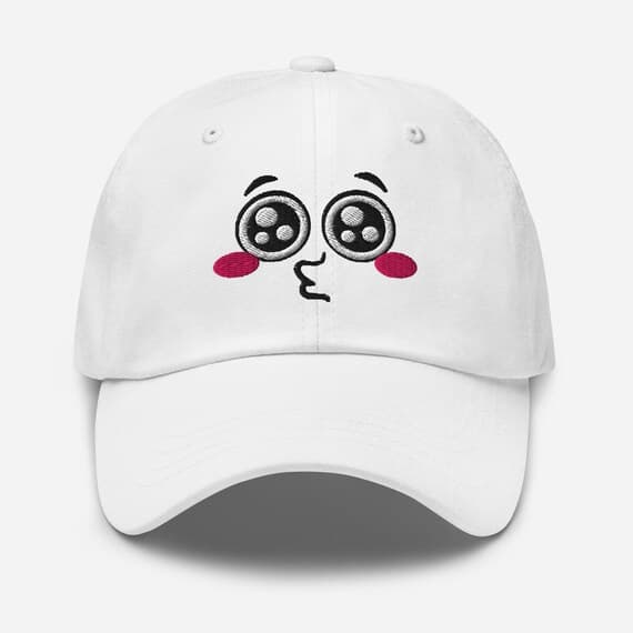 Cute Pleading Cartoon Face Embroidered Hat – Kawaii Expression Cap, Funny Aesthetic Dad Hat, Unique Embroidery Gift