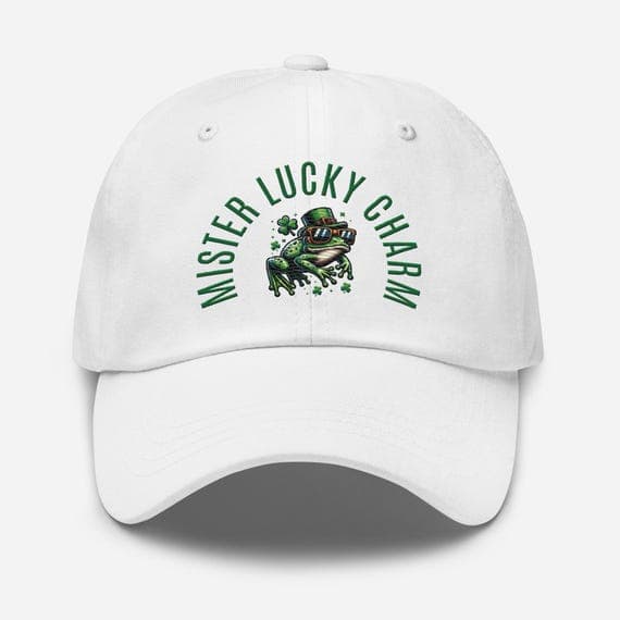 Mister Lucky Charm Hat Embroidered Dad Cap | Cute Frog Hat St Patricks Day Gift