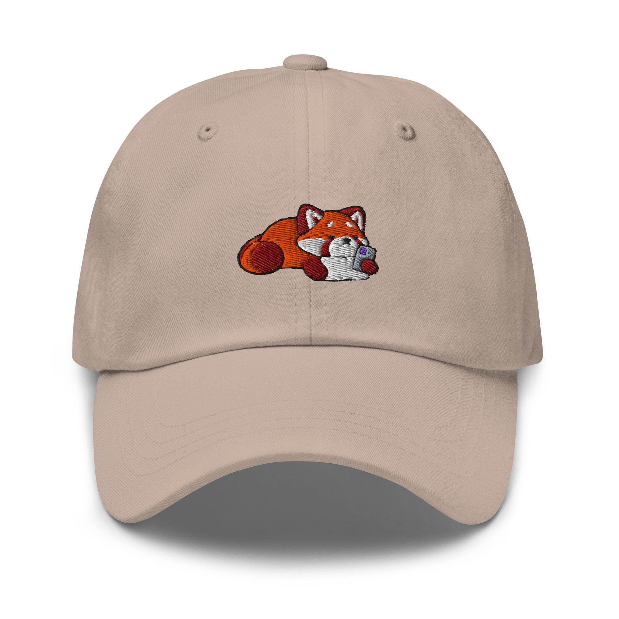 Cute Red Panda Using Phone Embroidered Hat, Gift For Panda Lovers Baseball Cap, Dad Cap Gifts, Gift for Dad Gift for Mom Hat Panda