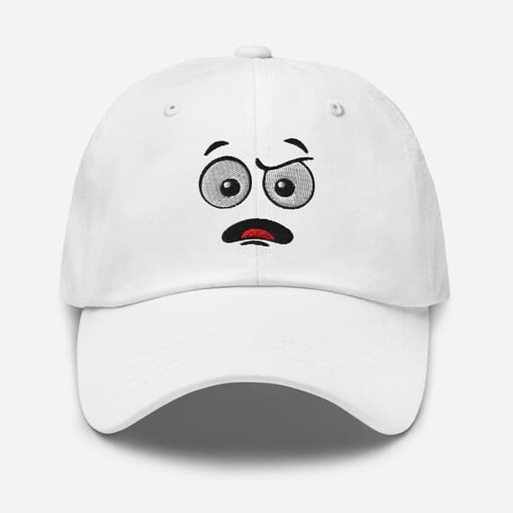 Cartoon Face Embroidered Hat – Funny Expression Dad Cap, Unique Illustration Baseball Cap, Surprise Dissatisfaction Character Hat Gift
