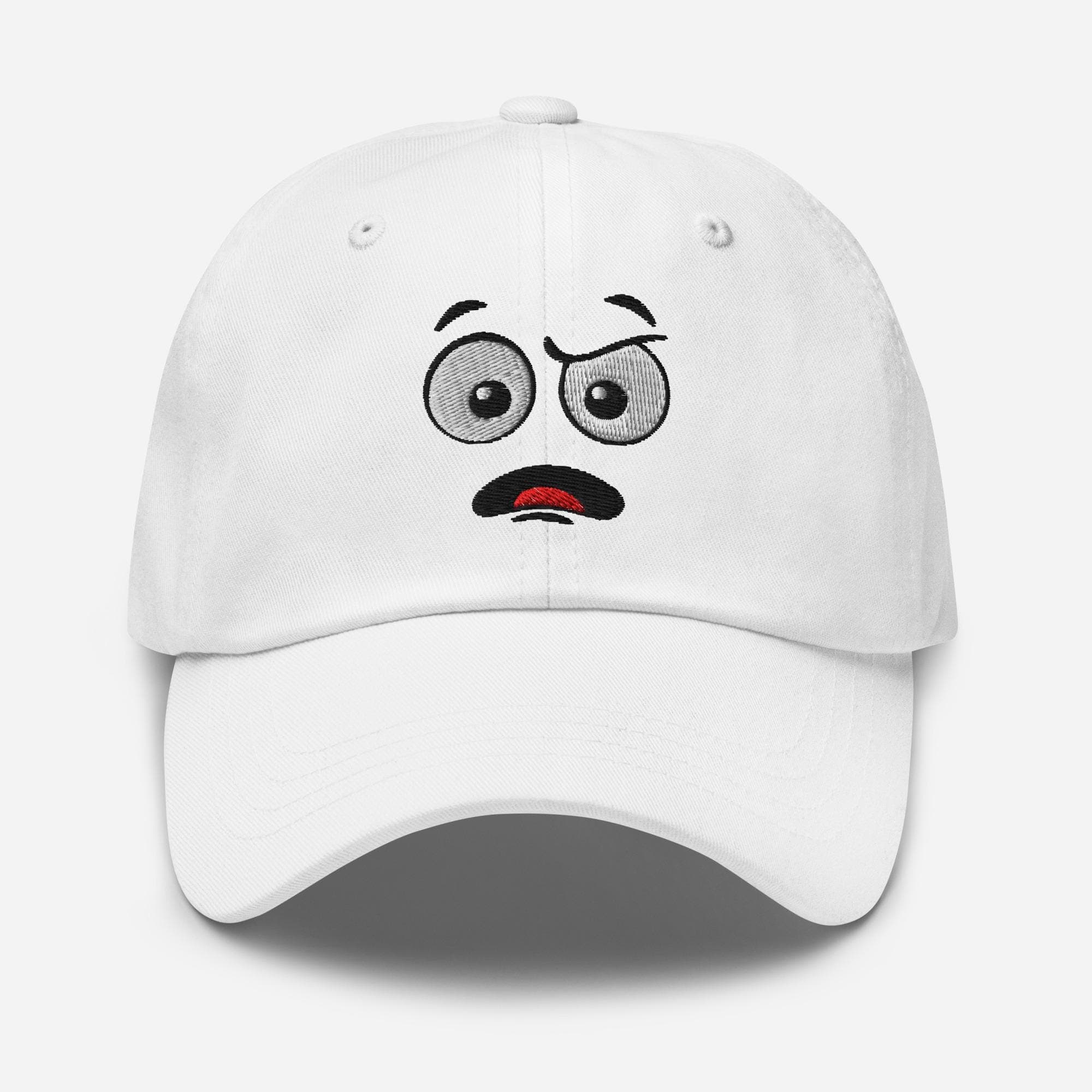 Cartoon Face Embroidered Hat – Funny Expression Dad Cap, Unique Illustration Baseball Cap, Surprise Dissatisfaction Character Hat Gift