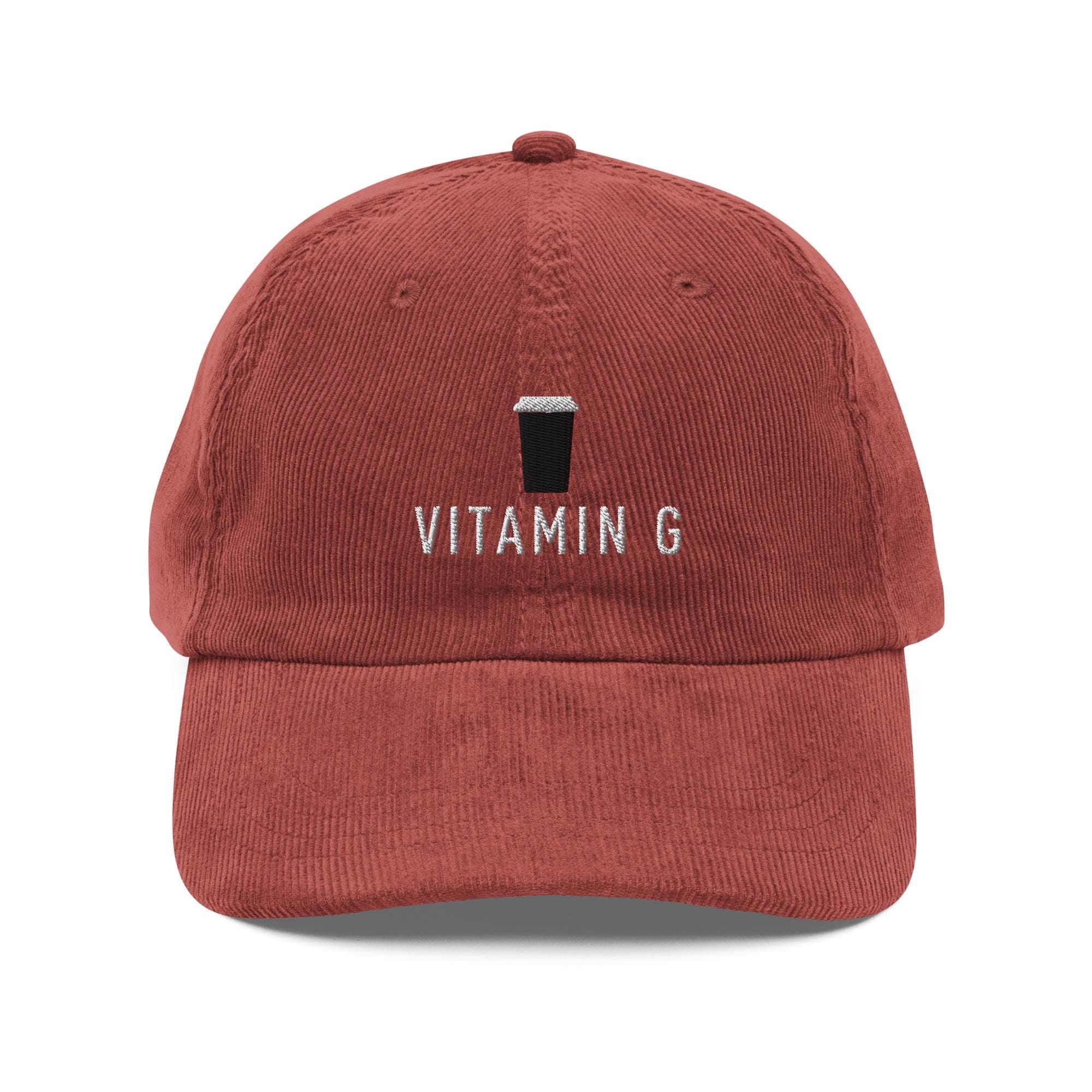 Vitamin G Hat | Premium Vintage Corduroy Cap | Embroidered Hat | Adjustable Strap Metal Buckle