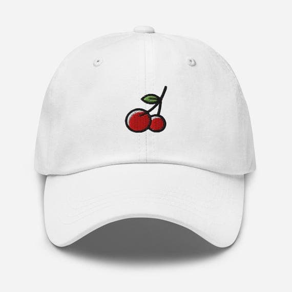 Embroidered Cherry Hat – Cute Fruit Baseball Cap, Aesthetic Dad Hat, Summer Embroidery Gift for Her & Him