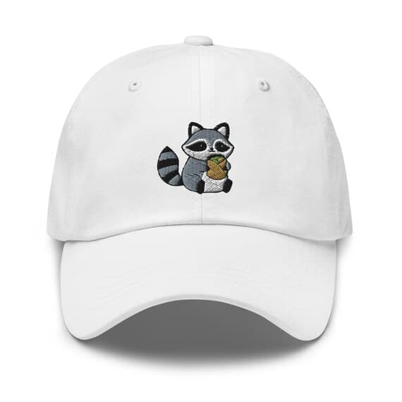 Raccoon Hat Eating Embroidered Dad Hat, Gift For Raccoon Lovers Baseball Cap, Dad Cap Gifts, Gift for Dad Gift for Mom Raccoon Gift