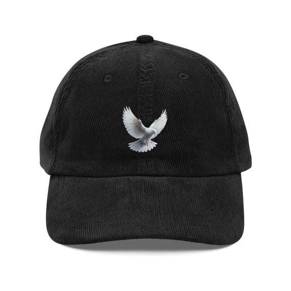 Dove Bird Hat Embroidered Corduroy Cap