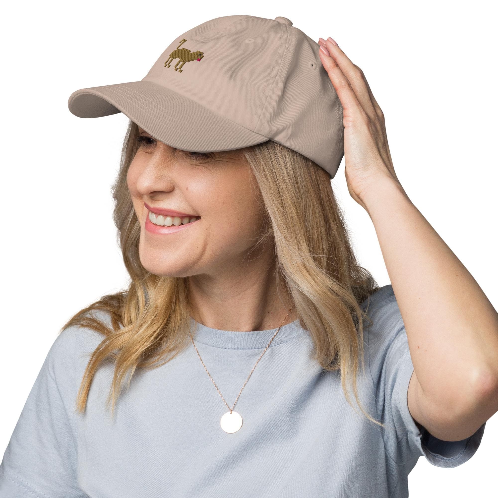 Pixelated Monkey Dad Cap – Embroidered Baseball Hat for Gamers, Retro Pixel Art Monkey Cap, Funny Aesthetic Gift for Her Him