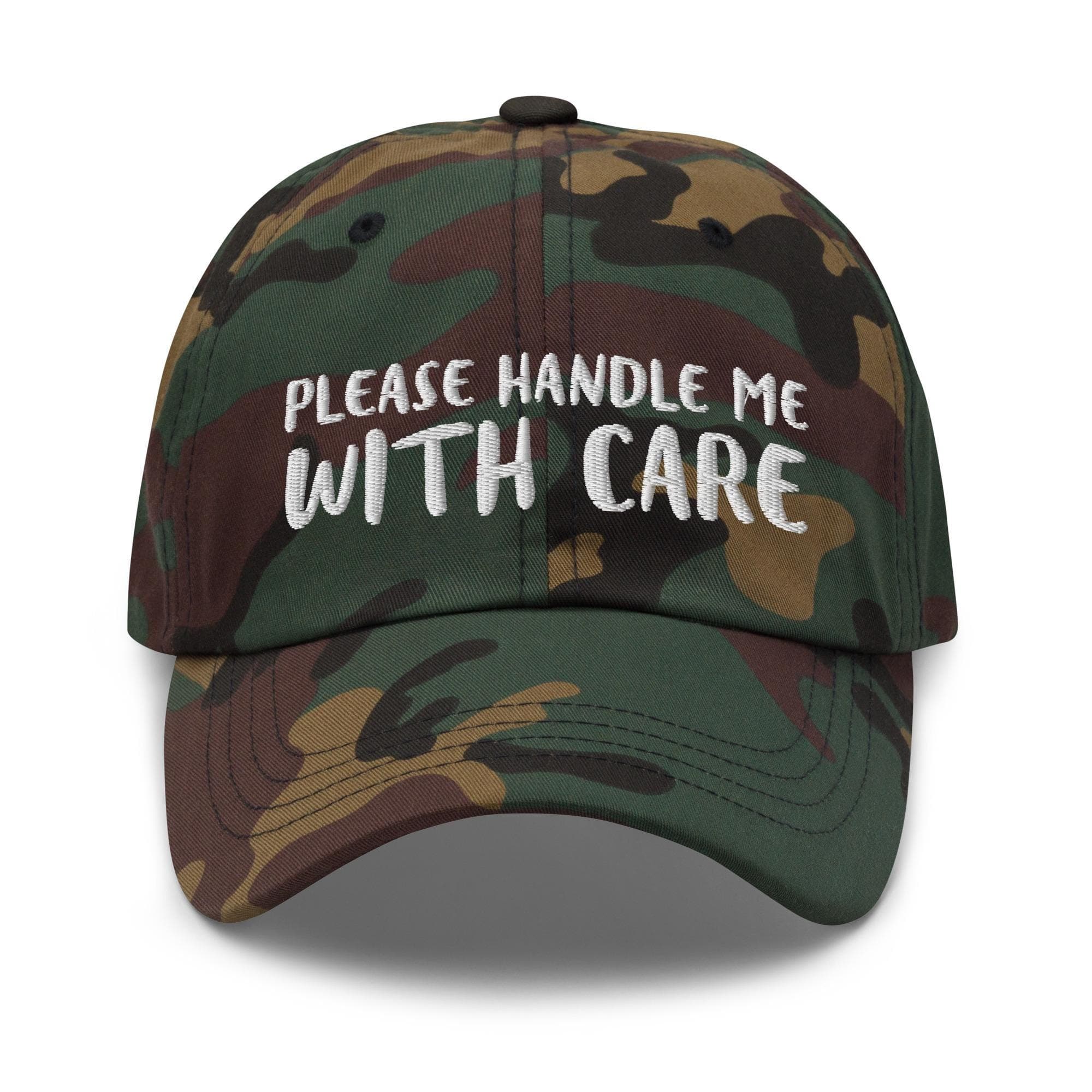 Please Handle Me With Care Hat Embroidered Dad Cap | Cute Quotes on Hat | Adjustable Strap Baseball Hat