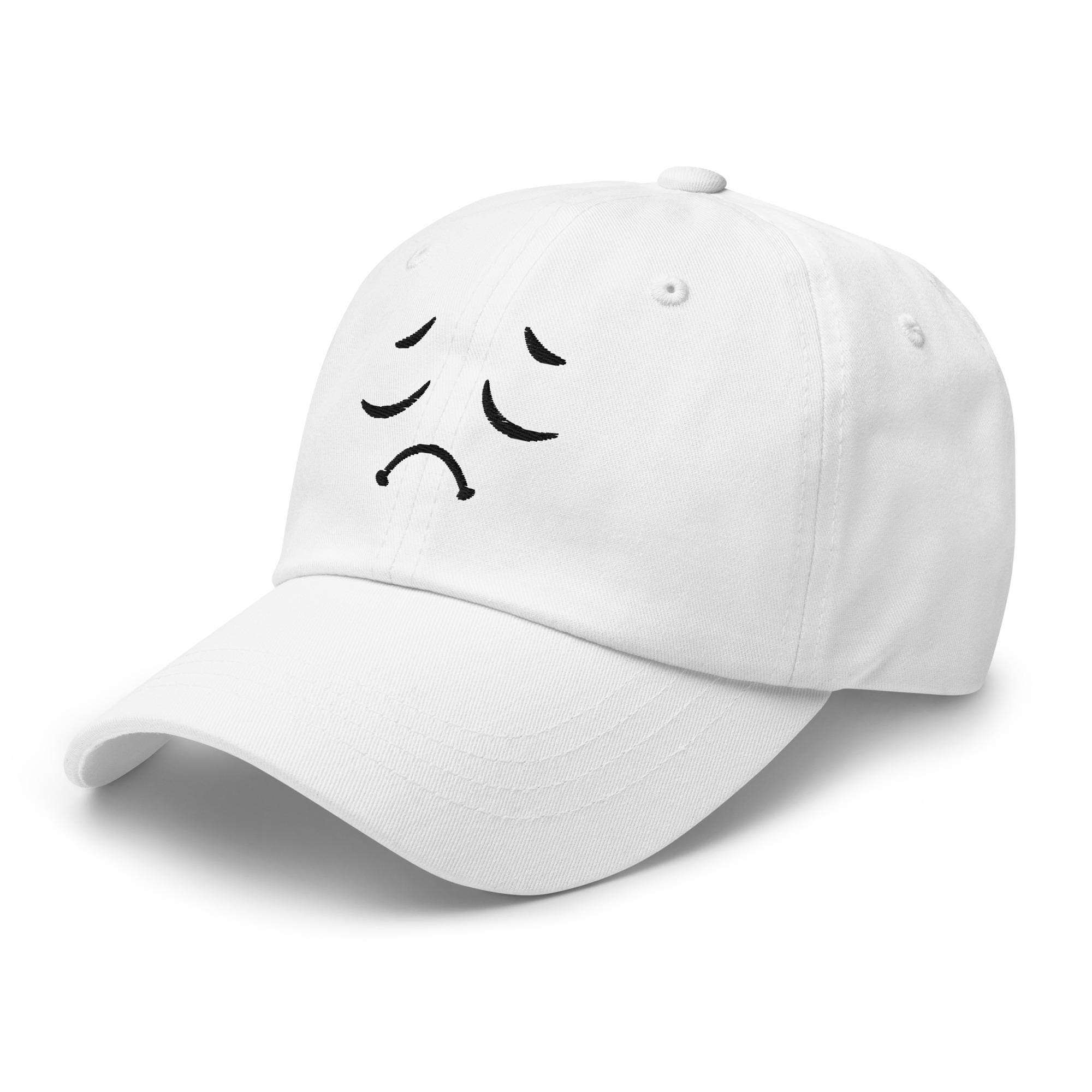 Sad Cartoon Face Embroidered Hat | Cute Kawaii Mood Cap | Unisex Baseball Cap