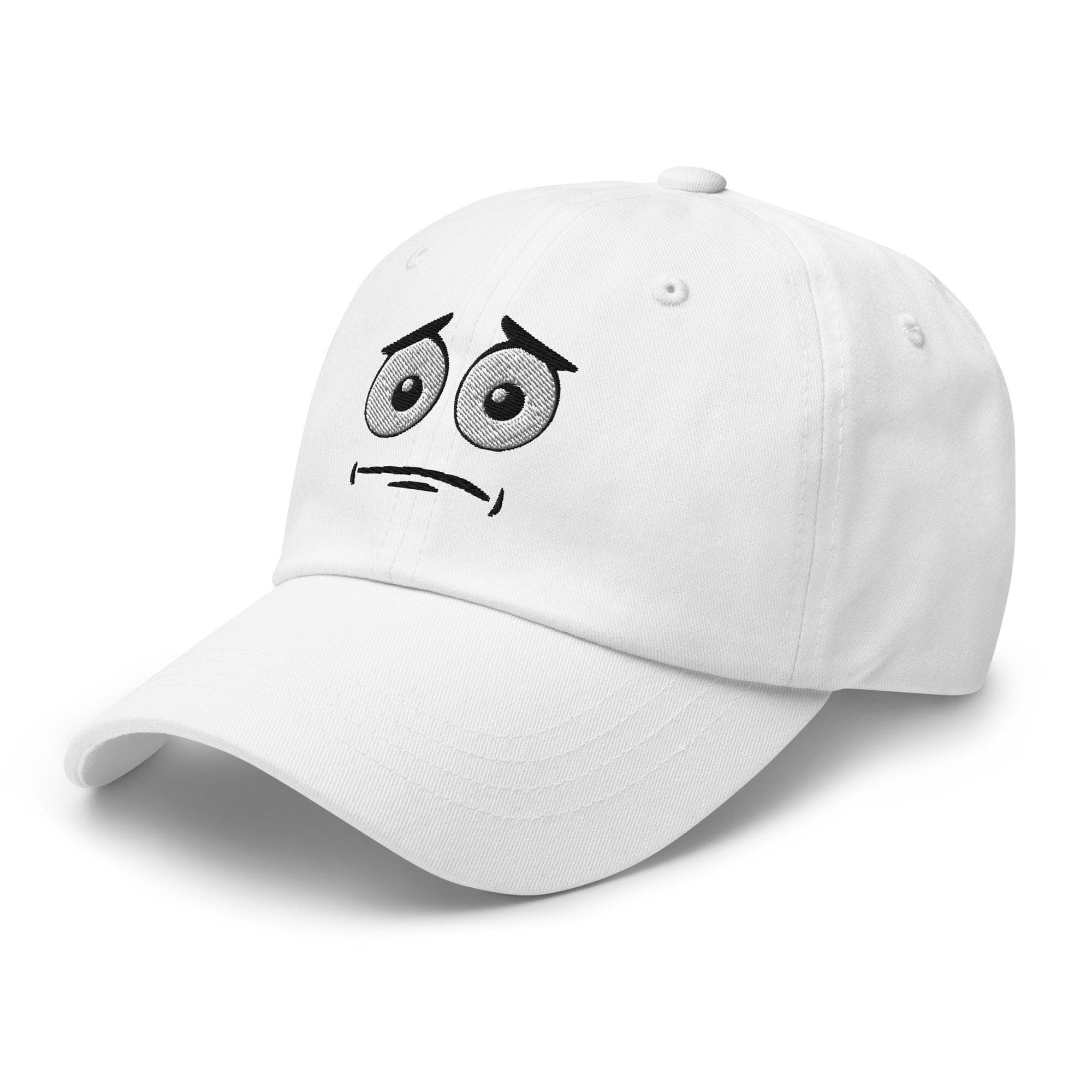 Cartoon Nervous Face Cap – Funny Embroidered Expression Hat, Cute Character Baseball Dad Cap, Aesthetic Streetwear Gift