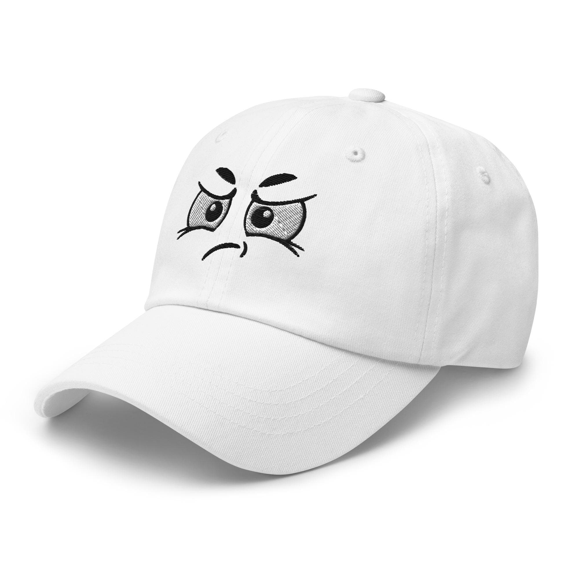 Disappointed Face Embroidered Hat – Cute Cartoon Expression Cap, Funny Emotion Baseball Hat