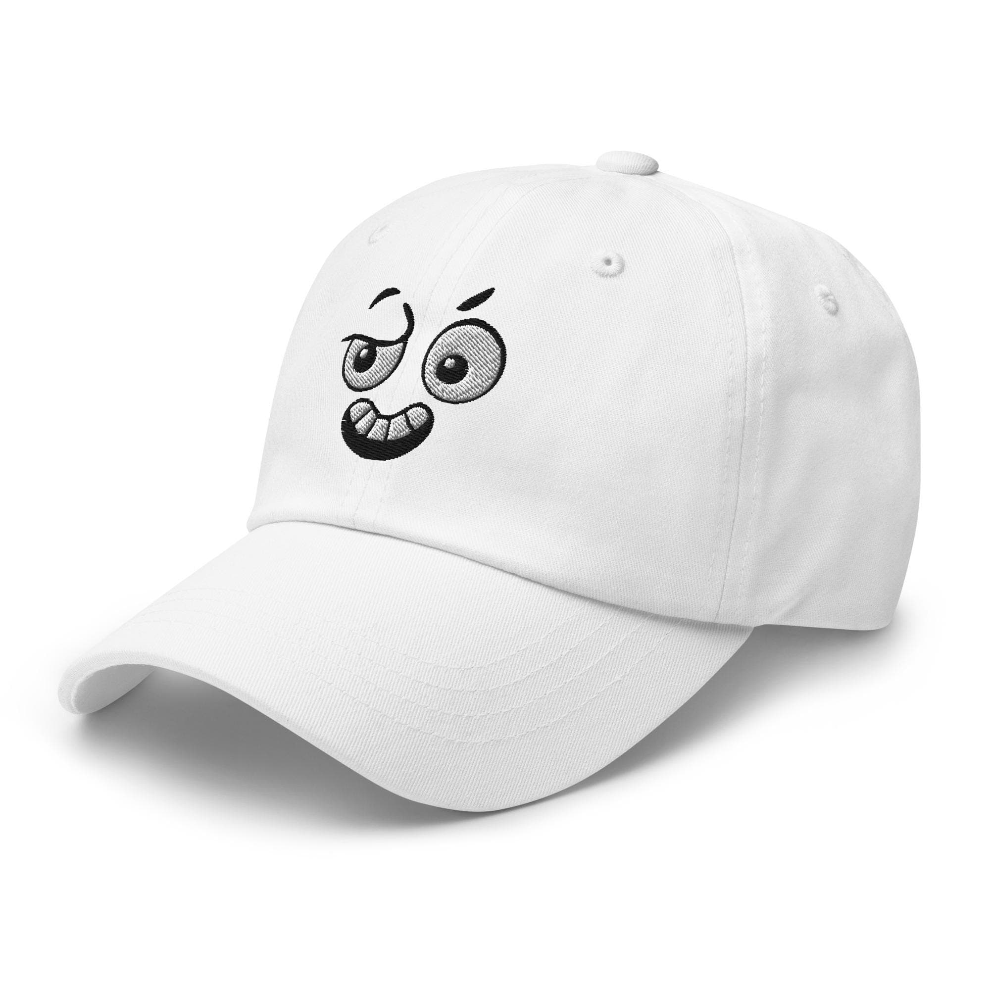 Embroidered Cartoon Face Hat – Shock Outrage Expression Cap, Funny Character Dad Hat, Unique Illustration Baseball Cap