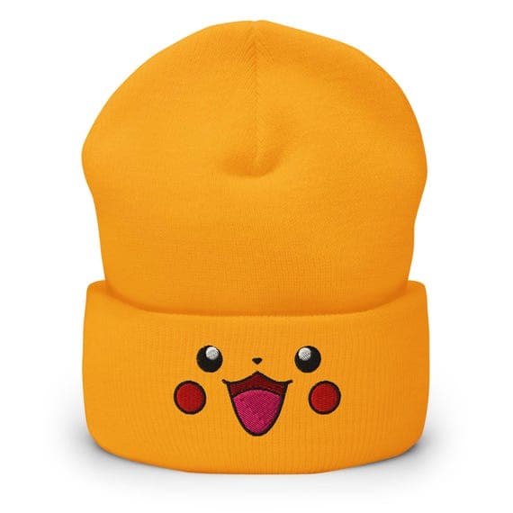 Pikachu Face Beanie Embroidered